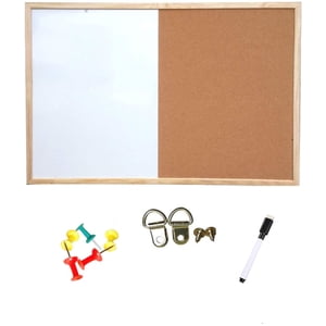 Dry Erase Board and Cork Bulletin Board Combination,11.8x15.7 Inch Combo Whiteboard Cork Message Board for Office Home Decor
