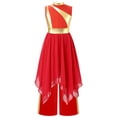 thumbnail image 2 of Moggemol Robe de Culte Liturgique pour Fille Enfant, Robe de Chorale d'Église avec Pantalon à Jambe Grand, Robe de Danse de Louange Rouge 6, 2 of 7