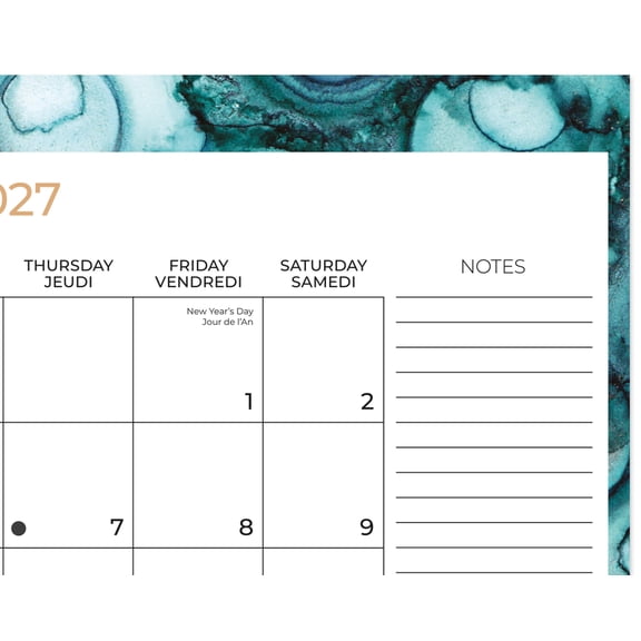 Calendrier familial 2027 Mead® Marbel Fashion en papier, 17 po x 13 po