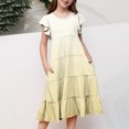 thumbnail image 2 of HNMKIU Robes pour Petite Fille à Manches Longues Robe d'Été Dégradé Décontractée et Confortable pour Filles (6 15 Ans) Jaune,8-9 Ans, 2 of 4