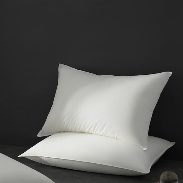 Highland Feather 700 Fill Power European White Down Pillow 500TC Pure Cotton Casing MONTPELLIER Soft and Comfy Support, Soft, Standard Size, 14 oz, Two Pillows