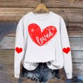 thumbnail image 2 of RKSTN Chandail pour Femmes 2024 Saint-Valentin Cœur d'Amour Imprimé Chandail Uni Col Rond Manches Longues Coupe Ample Blouse Hauts, 2 of 6