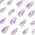 thumbnail image 4 of Fofosbeauty 24pcs Press on False Nails Tips, Almond Fake Acrylic Nails, Hot stamping Silver Flame Purple, 4 of 8