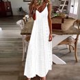 thumbnail image 1 of Fatuov Robe d'Été à Oeillets pour Femmes, Robe Débardeur de Plage à Col en V pour les Vacances, Robe Maxi Unie Sans Manches, Tailles TG, Blanc, 1 of 5