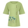 thumbnail image 5 of TopLLC Chemises Mexicaines pour Femmes Hauts Brodés Traditionnels Tunique Décontractée à Fleurs pour Femmes Col Rond Manches Courtes Chemises en Lin, 5 of 5