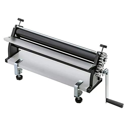 DKN 19-Inch Pizza Dough Roller Machine with Hand Crank, a versatile kitchen gadget featuring non-stick aluminum rollers and adjustable thickness control for crafting pizza dough, pasta sheets, and pastries. Built with solid steel and aluminum for durability, with a removable handle for ease of use.