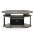 thumbnail image 3 of Pemberly Row Engineered Wood Oval Coffee Table with Bin in French Oak Gray/Black, 3 of 6