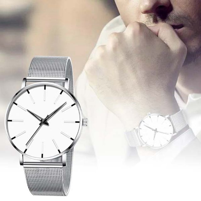 WIFKLSIIPG Fashion Mesh Belt Watch Men's Watch Colorful Scale Men's Watch Business Quartz Watch Mesh Belt