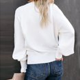 thumbnail image 4 of CEHVOM Femmes Uni Aguichant Uni Col Rond Décontracté Mi-Haut Tricot Torsadé Chandail Chandail Blouse, 4 of 7
