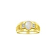 thumbnail image 1 of RYLOS Men's Rings 14K Yellow Gold Ring Classic Designer Style 8X6MM Oval Gemstone & Diamond Ring Opal October Birthstone Rings For Men Size 12, 1 of 7