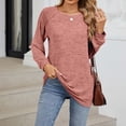thumbnail image 2 of Timegard Hauts pour Femmes Col Rond Manches Longues T-Shirts de Couleur Unie Chic Décontracté Amples Chauds Hauts Automne, 2 of 7