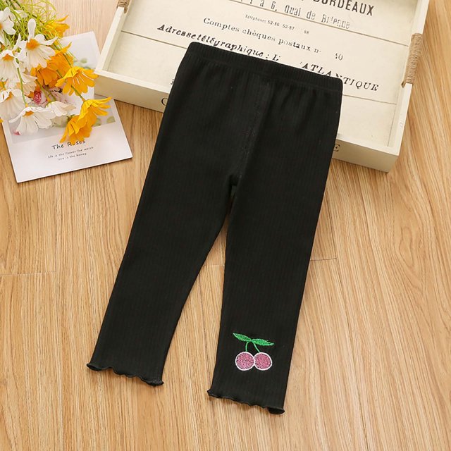 MeetoTime Infant Toddler Girls Cotton Ribbed Leggings Solid Color Skinny Ankle Length Pants for Kids