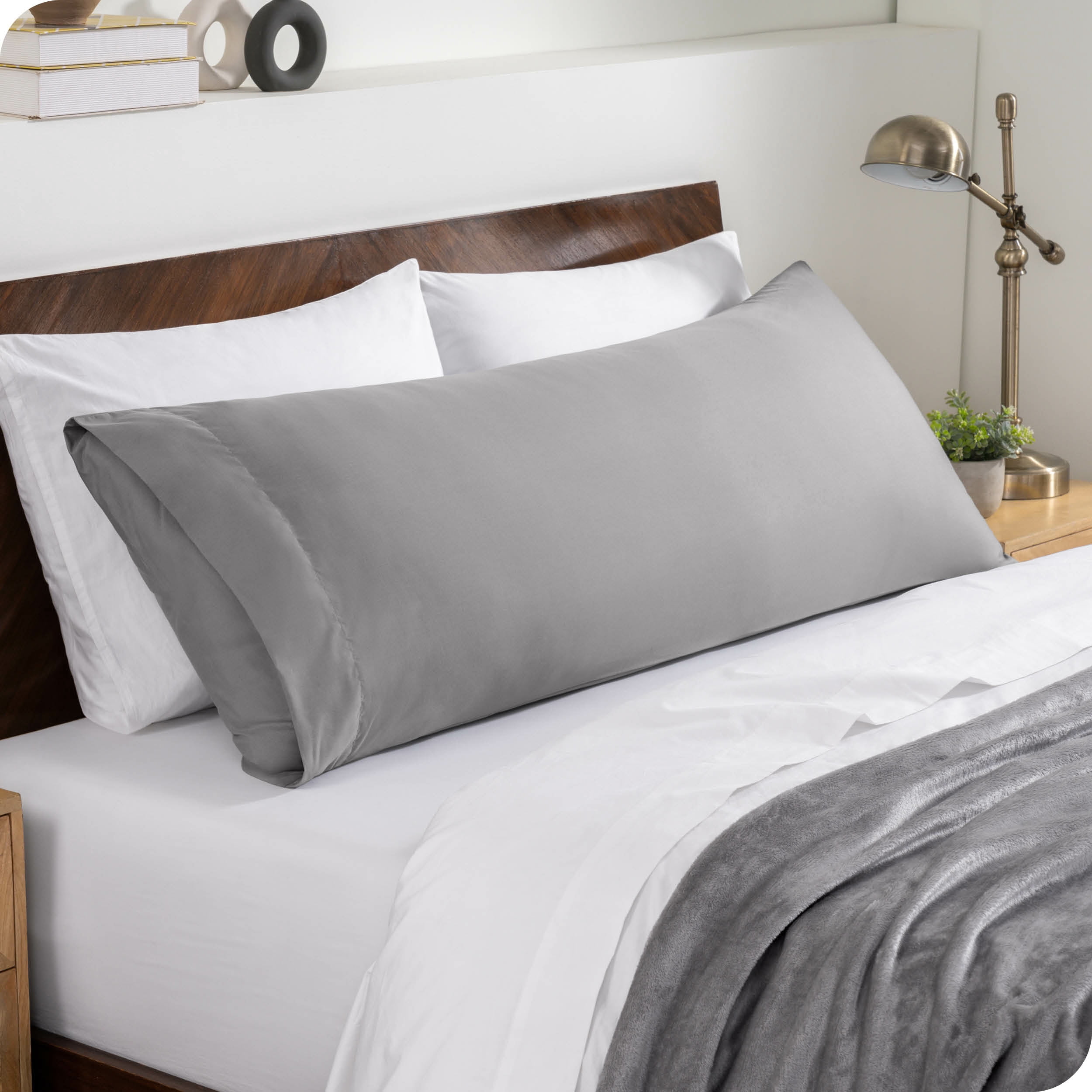 Bare Home Body Pillowcase - Envelope Closure - Ultra Soft - Double Brushed - Light Gray
