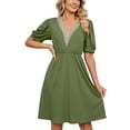 thumbnail image 1 of EQWLJWE Summer Dresses For Women 2023 Women's Short Sleeve V-Neck Solid Color Pocket Makings Dress, 1 of 7