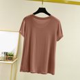 thumbnail image 4 of Weiqiqre T-Shirt à Col Rond pour Femme à Manches Courtes Ajusté T-Shirt Mince Uni Haut de Pyjama Pyjama à Manches Courtes, 4 of 8