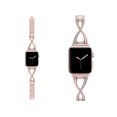 thumbnail image 2 of Bracelet de Montre en Acier Inoxydable en Forme de X, Bracelets Réglables pour Apple IWatch Series SE/1/2/3/4/5/6 pour Femmes - Rose Pâle, 2 of 5