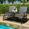 thumbnail image 1 of Costway 2 Person Outdoor Patio Double Glider Chair Loveseat Rocking w/Center Table Gray, 1 of 9