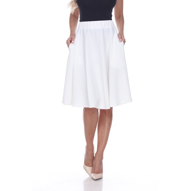 White Mark Women's Mid Length Fit and Flare Skirt