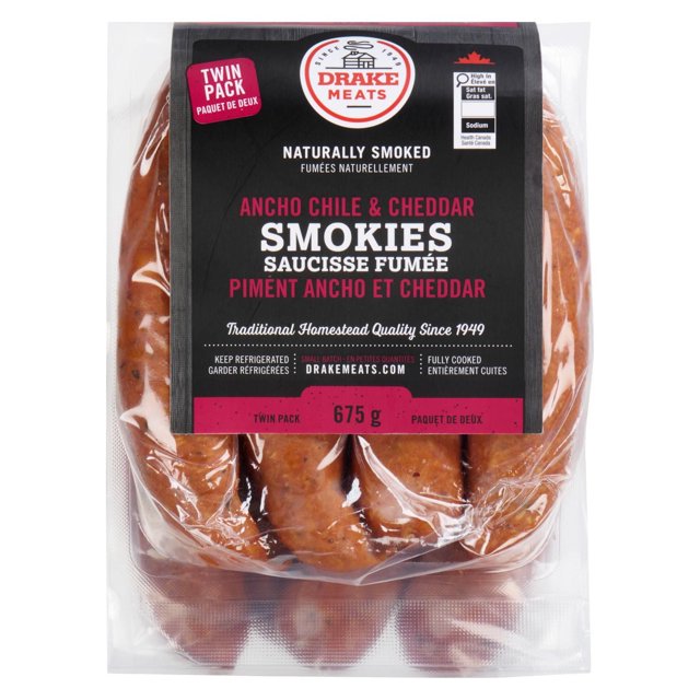 Drake Meats Saucisse Fumee Piment Ancho Et Cheddar, 675 g