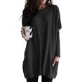 thumbnail image 1 of Chandail en Molleton à Manches Longues Surdimensionné Automne Hiver Couleur Unie Col Rond pour Femmes, Blouse Ample avec Poche, T-Shirt Tunique, 1 of 2