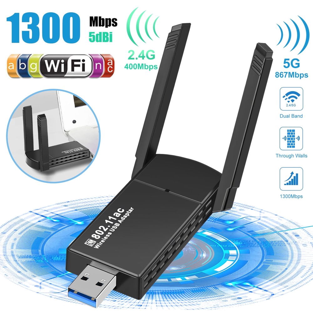 EASTIN USB-WiFi-Adapter-1300Mbps--3-0-Wireless-Network-Dongle-High-Gain-Dual-Band-2dBi-Antenna-PC-Desktop-Laptop-2-4GHz-5GHz-Support-Windows-Mac-Andro