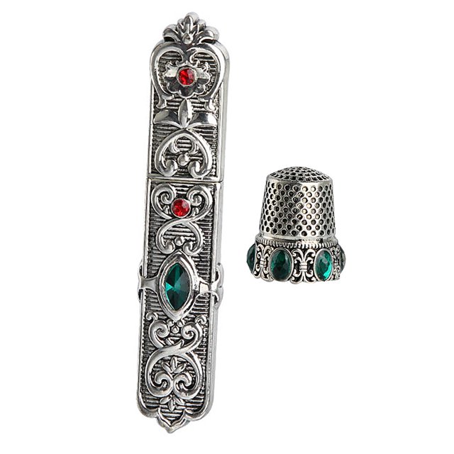 Embossed Sewing Thimble Case European Style Storage Sewing Metal Cross Stitch Option 3