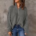 thumbnail image 1 of Aqestyerly Blouse à Col en V pour Femmes Couleur Unie Manches Longues Froncées Chandail Décontracté Mode Ajusté Confortable, 1 of 7