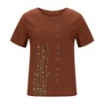 thumbnail image 4 of Birdeem Femmes Manches Courtes Décontracté Col Rond Imprimé Ample Bouton Tunique Chemise Blouse Hauts, 4 of 5