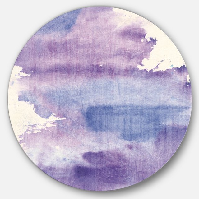 Designart 'Watercolor Purple Haze I' Geometric Metal Circle Wall Art