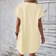 thumbnail image 3 of Timegard Robe T-Shirt Femme à Manches Courtes Col Ras du Cou Robe Basique de Couleur Unie Robe Décontractée Confortable avec Poches, 3 of 6