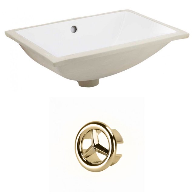 20.75-in. W CSA Rectangle Bathroom Undermount Sink Set In White - Gold Hardware AI-20539