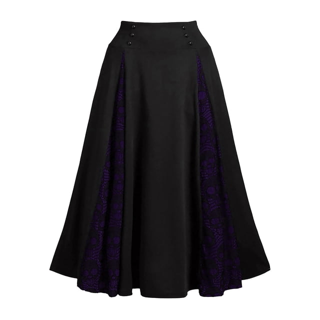 FcBaudy Robe de Cour, Robes pour Femmes, Robes d'Été pour Femmes Femmes Grande Taille Dentelle Patchwork Taille Haute Jupe Midi Gothique Jupe Plissée Robe de Cour