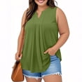 thumbnail image 2 of Posijego Débardeurs Grande Taille pour Femmes Blouse Habillée Col en V Sans Manches Plissée Décontractée pour le Travail, 2 of 7
