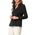 thumbnail image 4 of INSPIRE CHIC Chemise Élégante à Manches Longues et Col en V pour Femmes, Noire, 4 of 7