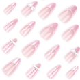 thumbnail image 3 of HLONK 24Pcs Gel Press on Nails  Gel French Long Fake Nails  Press on Tips With Glue  Rhinstone with Butterfly  NO.13, 3 of 6