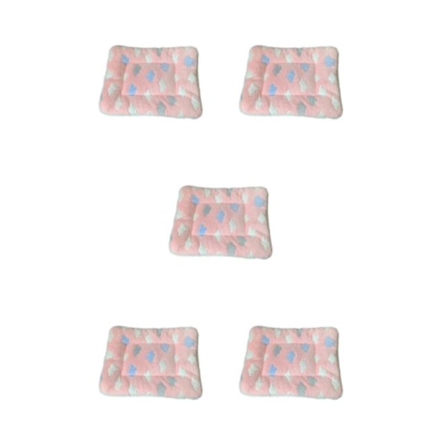 Youkk Washable And Machine Washable Pet Mat For Long-lasting Thick Warm Polyester Cartoon Dog Sleeping Mat Pink cloud 30*40cm 5Set