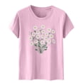 thumbnail image 4 of Jienlioq Hauts d'Entraînement pour Femmes T-shirt Imprimé pour Amoureuse Col Rond Manches Courtes Rose TG, 4 of 5