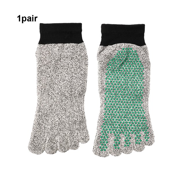 maskred Prevent Foot Injuries On Any Adventure With 5 Toe Cut Resistant Socks Grey Is Gray green Black bin 1Set