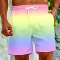 thumbnail image 1 of RKSTN Mens Swim Trunks Color Blocked Print Novel Ultra Plus Size Elastic Waistband Drawstring Comfortable 5 Inseam Summer Beach Breathable Vacation Shorts with Pockets, 1 of 9