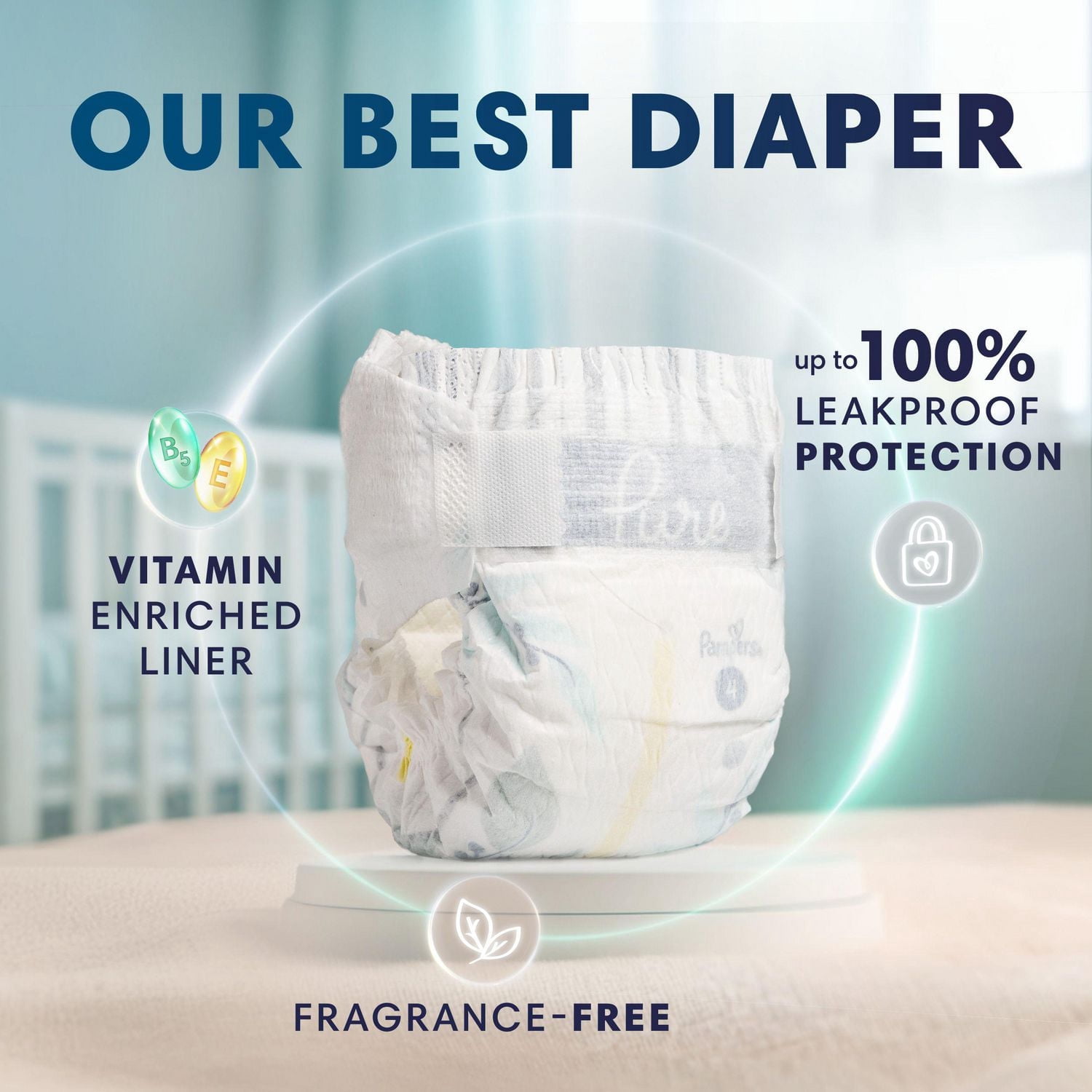 Pampers Pure Couches pour Bébé, Taille 6 (35+ lbs), 108, jusqu'à 100 % Anti-Fuites, Couches Douces Hypoallergènes de Qualité Supérieure