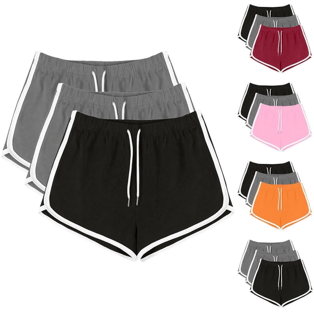 Gspmoly Short pour Femmes, 3 Pcs Short Décontracté d'Été pour Femmes Short de Sport d'Entraînement Short de Yoga Short Actif Short de Randonnée pour Femmes Offres Prime Gris G