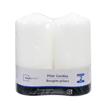 Mainstays 2PK Bougies piliers blanc, non parfumé