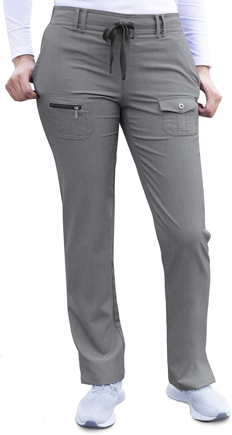 Adar Pro Pantalon d'Uniforme Ajusté à Jambe Fuselée pour Femmes, Gris Chiné, TG
