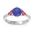 thumbnail image 1 of Bague de Mariée Ronde 2,15 Carats Saphir Bleu & Rubis Rouge en Or Blanc Massif 18K Taille 3 par Diamond-Capitals, 1 of 7