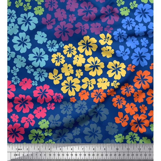 Soimoi Georgette Viscose Fabric Artistic Flower Print Sewing Fabric Yard 42 Inch Wide
