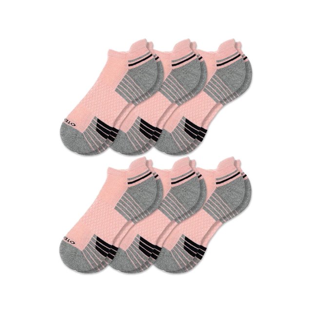 OTECKA Unisex Basic Performance Ankle Socks with Moisture-Wicking - Cushion Comfort Ankle Socks, Pink- 6 Packs, Small-Medium
