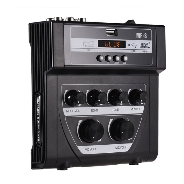 Muslady MF-8 Mini Mélangeur Audio Karaoké avec Écho Stéréo, Entrées Doubles de Microphone, Enregistrement Bluetooth, Capacité MP3, et Amplificateur pour Téléviseurs, PC et Téléphones Intelligents