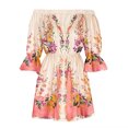 thumbnail image 5 of Ketyyh-chn99 Robe T-Shirt 2024 Robe Évasée à Fleurs Robe Bohème à Fleurs pour Femme Portefeuille Col en V Manches Courtes Ceinturée Ourlet à Volants Ligne A Fluide Robes Maxi Rose,2TG, 5 of 5