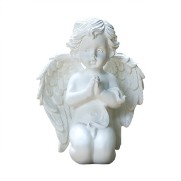 Yuehao Decorative Ornaments Angels ResinGarden Statue Figurine Indoor Outdoor Home Garden Decoration Adorable Angel Sculpture Memorial Statue White
