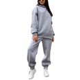thumbnail image 4 of UKAP Ladies Sweatsuits Solid Color Two Piece Outfit Long Sleeve Jogger Set Loungewear Jogging Lounge Sets Light Gray XL, 4 of 7